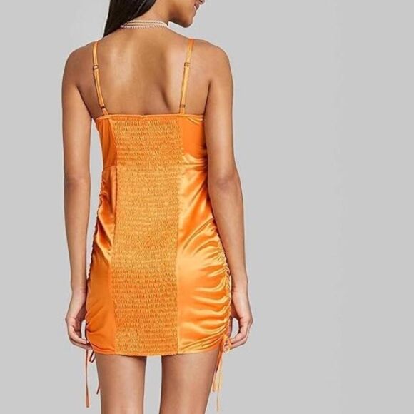 🔥Wild Fable Orange Satin Dress New - Picture 3 of 4